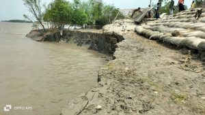 সাতক্ষীরার আশাশুনিতে পাউবোর বাঁধে ভয়াবহ ভাঙন