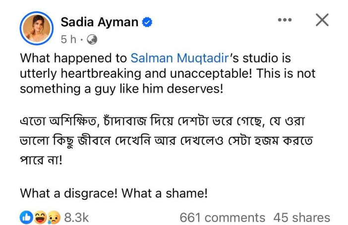 ‘চাঁদাবাজে দেশটা ভরে গেছে’, ক্ষোভ সাদিয়া আয়মানের